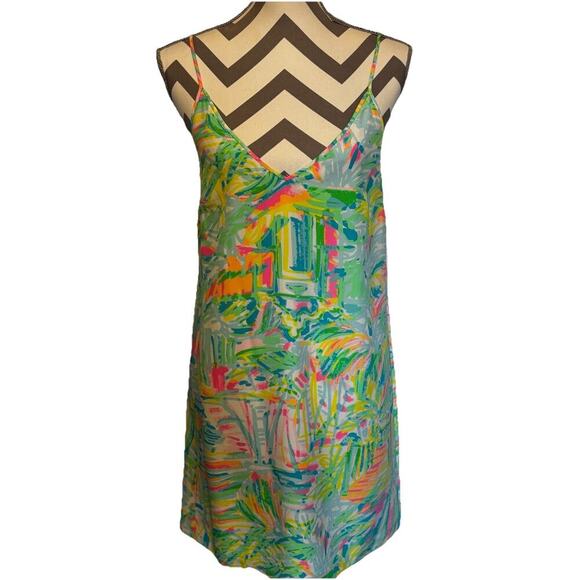 Lilly Pulitzer Lela Silk Mini Dress Spaghetti Strap Adjustable Small Beach Lined - Picture 1 of 8